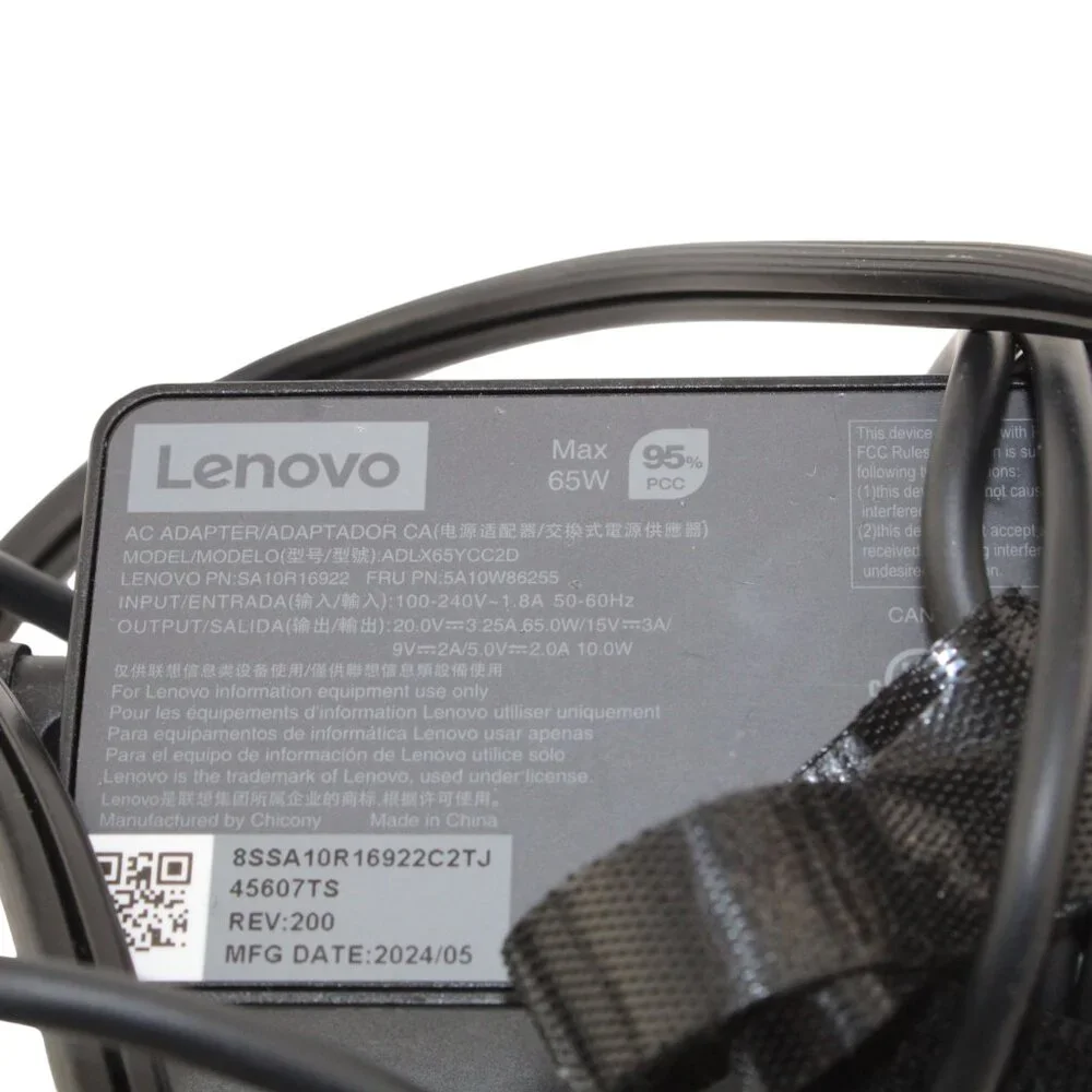 Lenovo ThinkPad ADLX65YCC2D 65W USB-C Laptop Charger OEM Original Pre-Owned